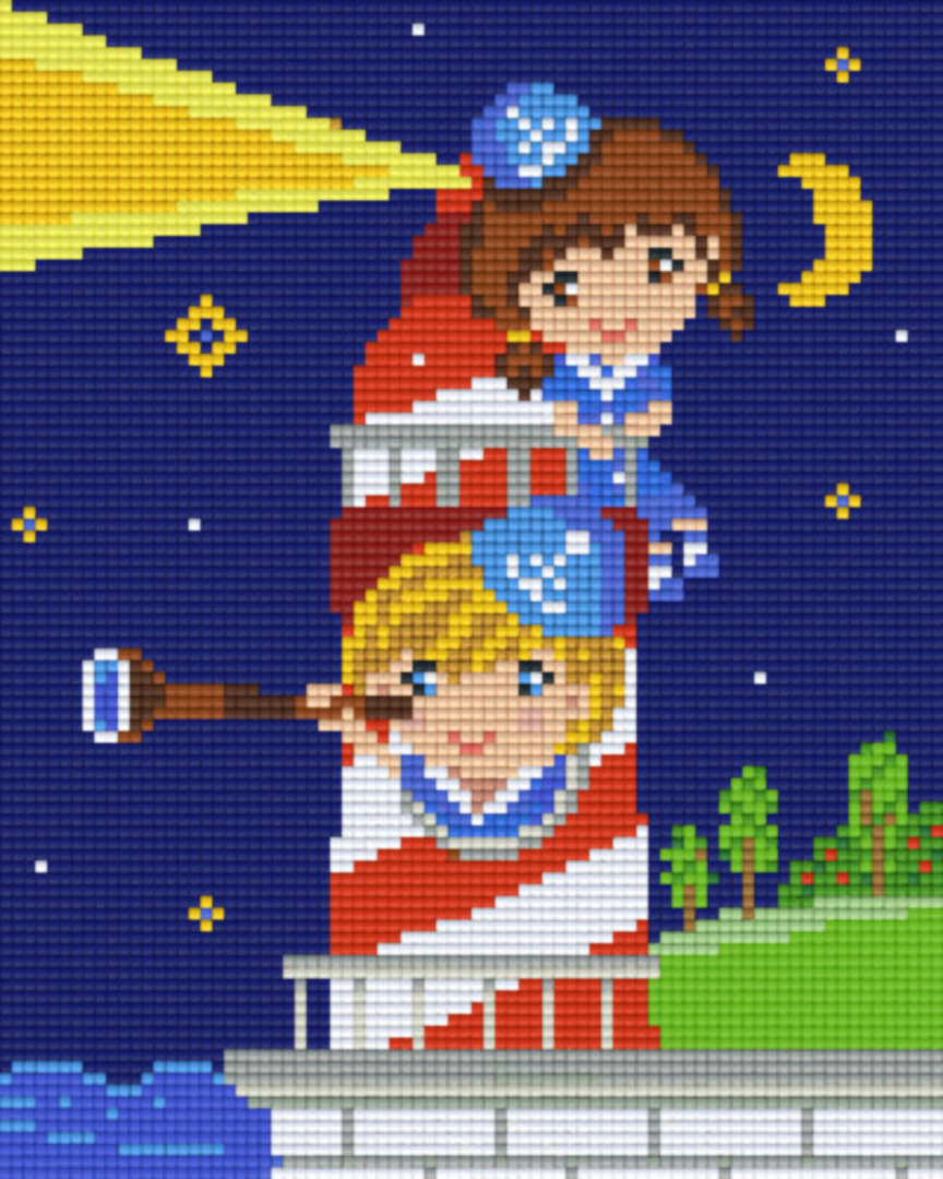 Little Girls In The Lighthouse Four [4] Baseplate PixelHobby Mini-mosaic Art Kit image 0